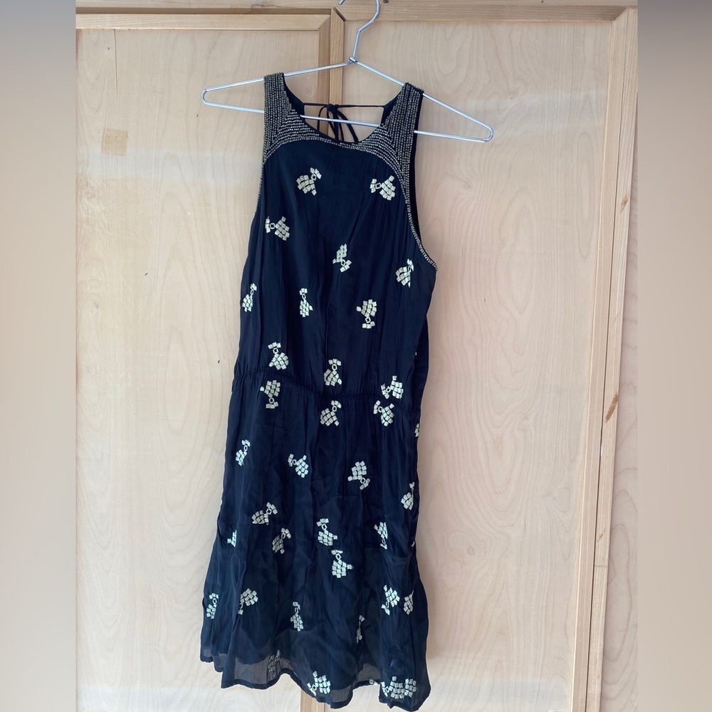 Hoss Intropia Black & Gold Beaded Dress - Size 6 US